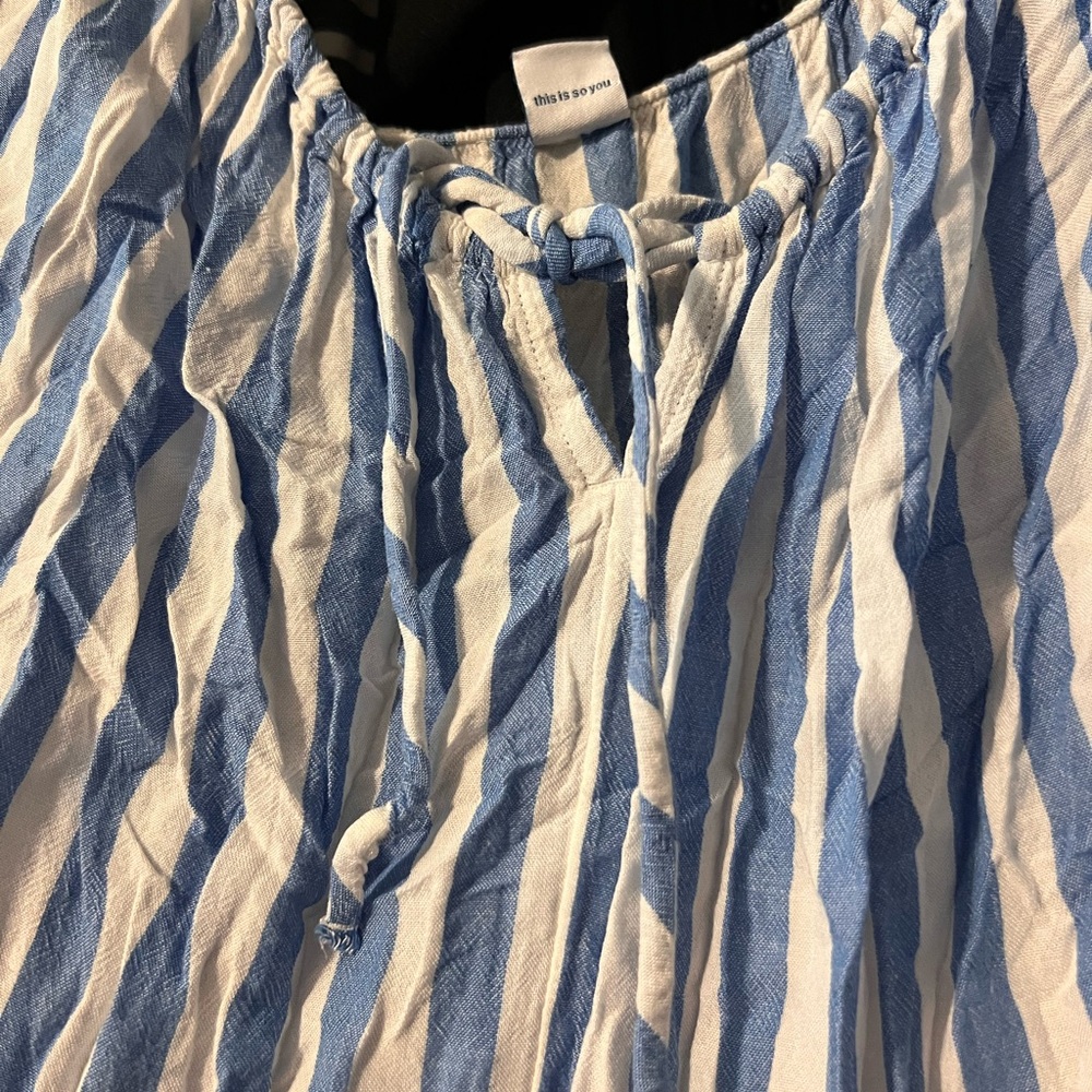 Blue and White Striped Maxi Dress - Picture 2 of 4